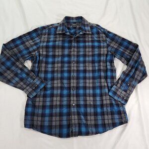 Claiborne Blue Plaid Button Down Shirt - Men's Large
